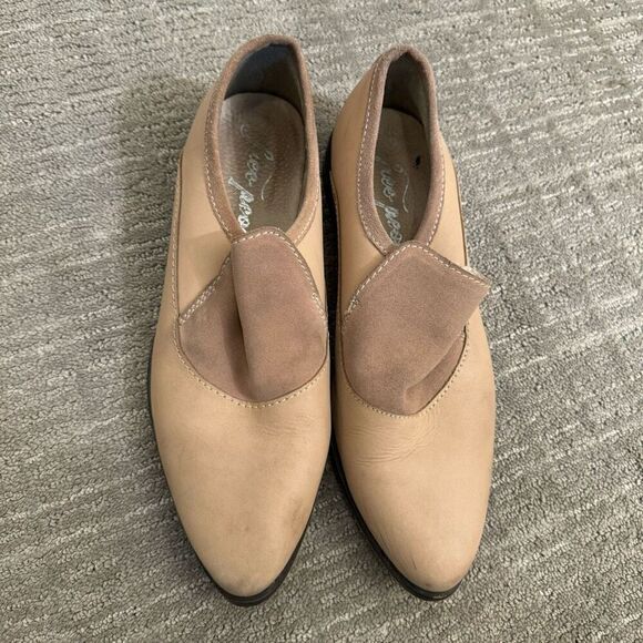 Free People Brady Slip On Leather Suede Tan Natural Loafers 41 Size 10 Used - Picture 1 of 6
